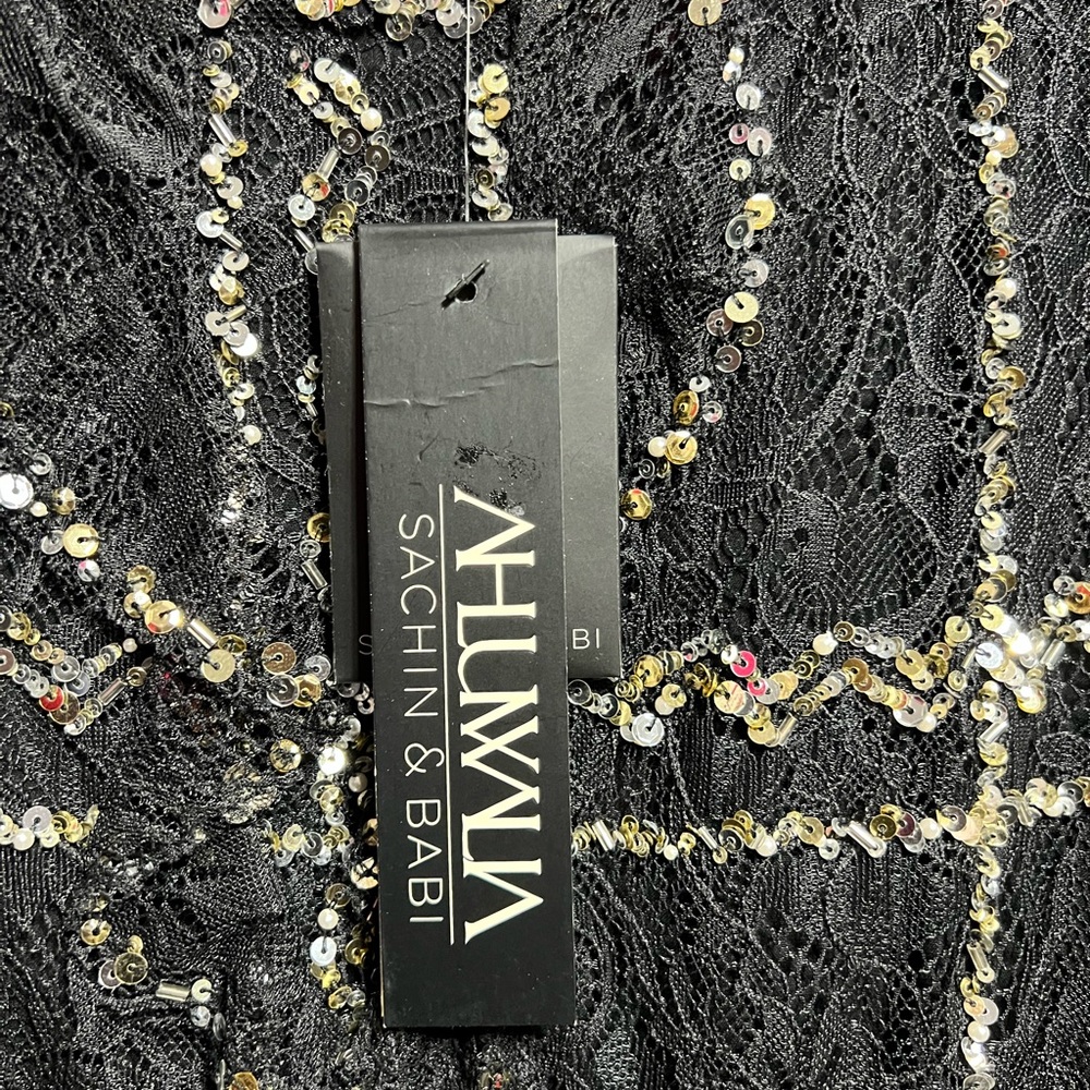 Sachin & Babi Luxury Milha Lace Ruffle Sewuij Accent Middy Dress made in India - Picture 4 of 6